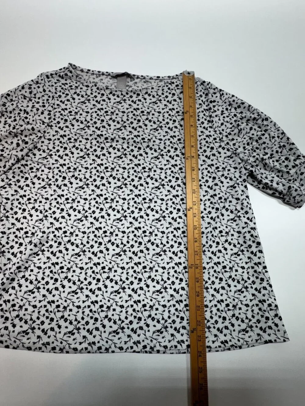 H&M White & Black Ditsy Floral Puff Sleeve Blouse Top – XL - Picture 4 of 12
